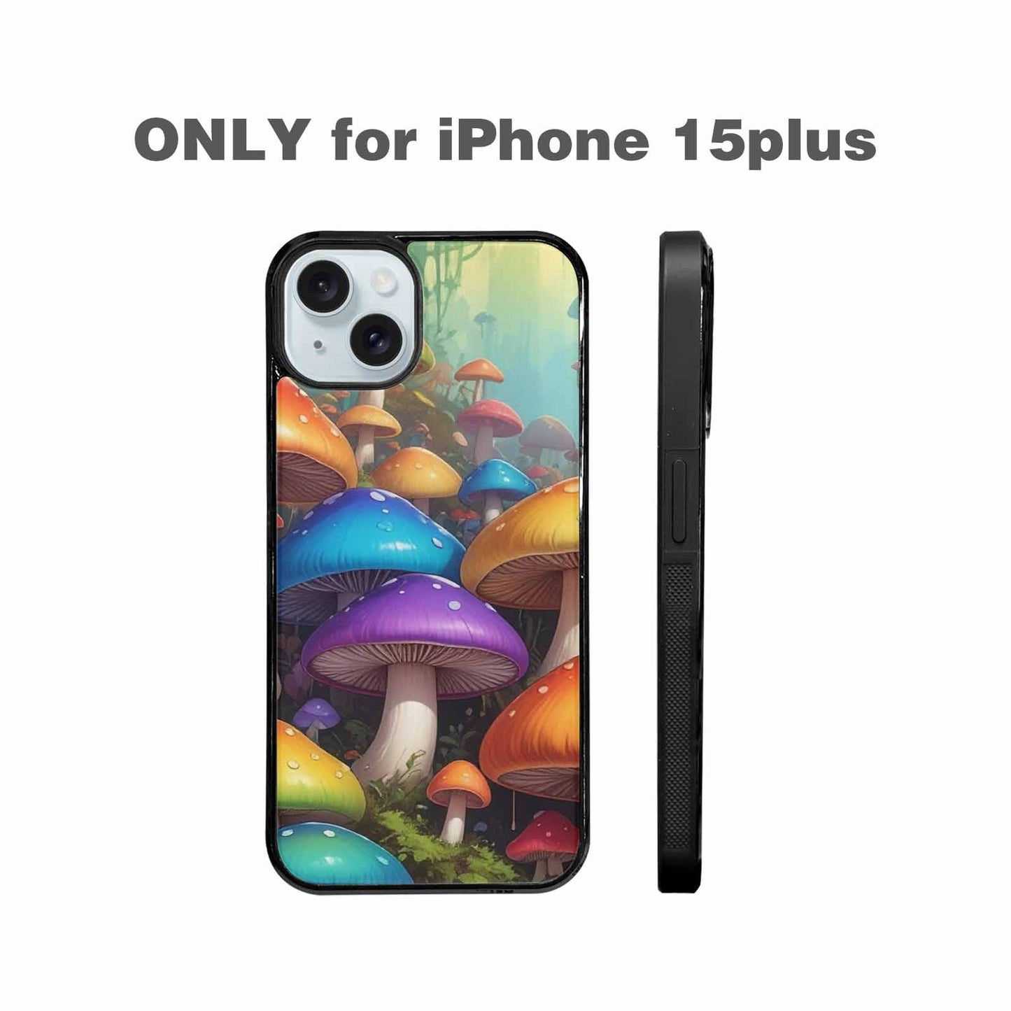 iPhone 15 Plus Case — Overlapping Endlessly No Empty Space Mushrooms, Personalized Phone Case