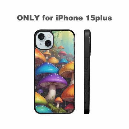 iPhone 15 Plus Case — Overlapping Endlessly No Empty Space Mushrooms, Personalized Phone Case