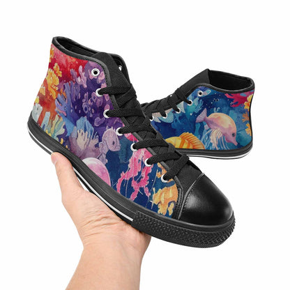 WOMEN'S Fish Scale Coral High Top Canvas Dreamcore Custom Sneakers