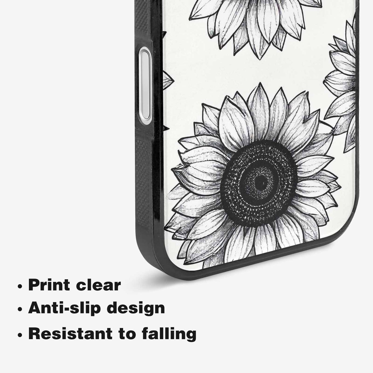 iPhone 16 Plus Case — Minimalist Line Art Sunflower, Custom Print Case Cover