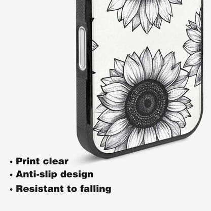iPhone 16 Plus Case — Minimalist Line Art Sunflower, Custom Print Case Cover