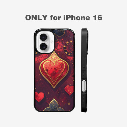 iPhone 16 Case — Playing Card Suits Pattern Poker Chips, Custom Made Phone Cover