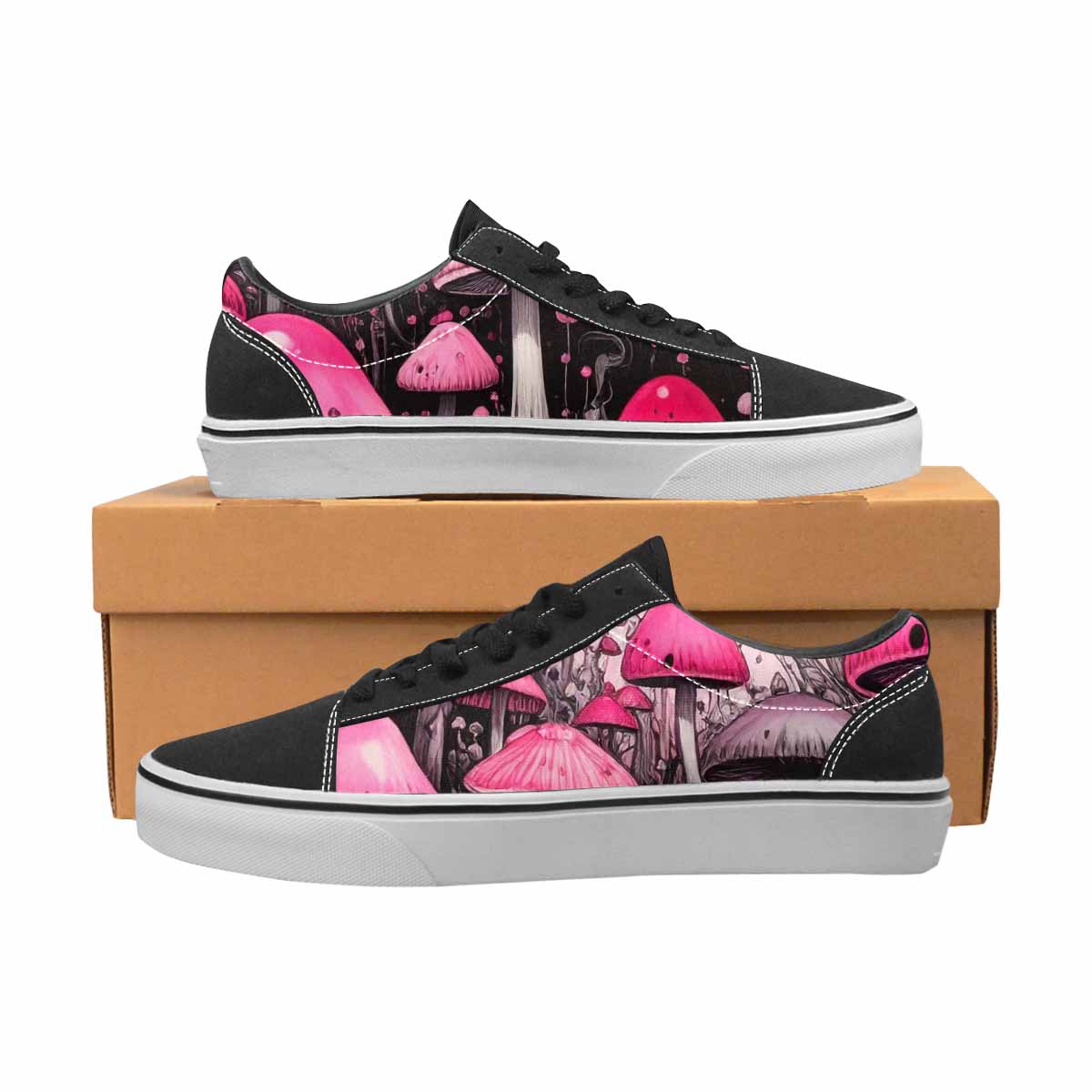 WOMEN'S Rainbow Drip Mushrooms Lace-Up Canvas Melting Art Sneakers