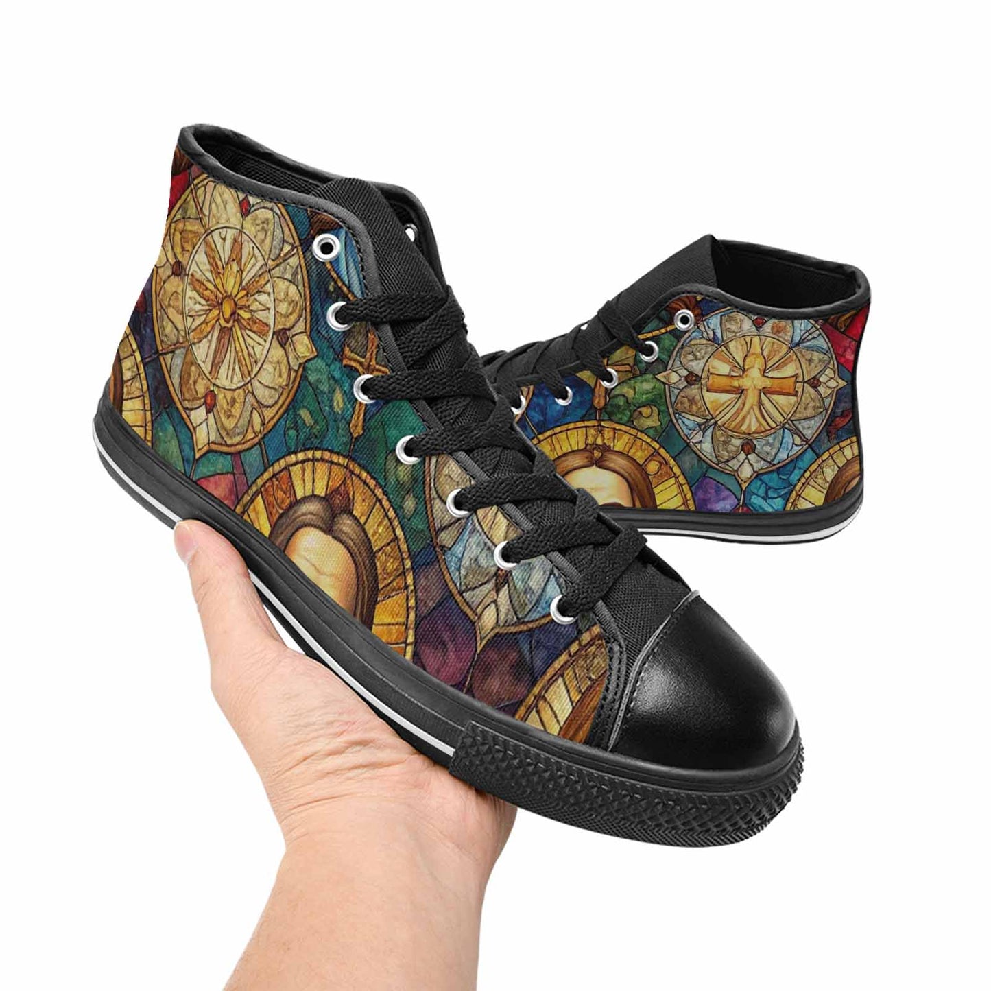WOMEN'S Jesus Face Small High Top Canvas Dark Academia Custom Shoes