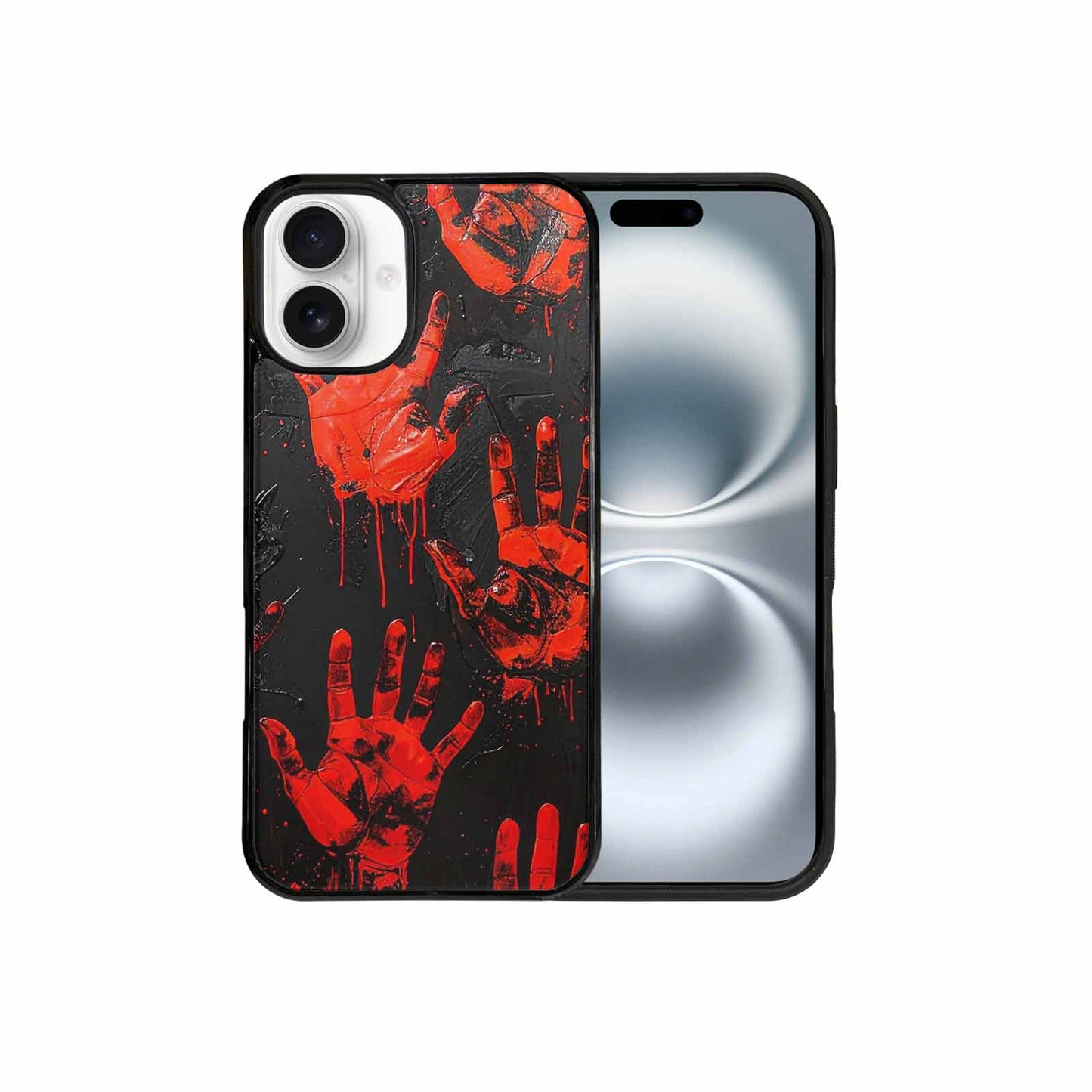 iPhone 16 Plus Case — Halloween Splatter Handprint, Customized Protective Case