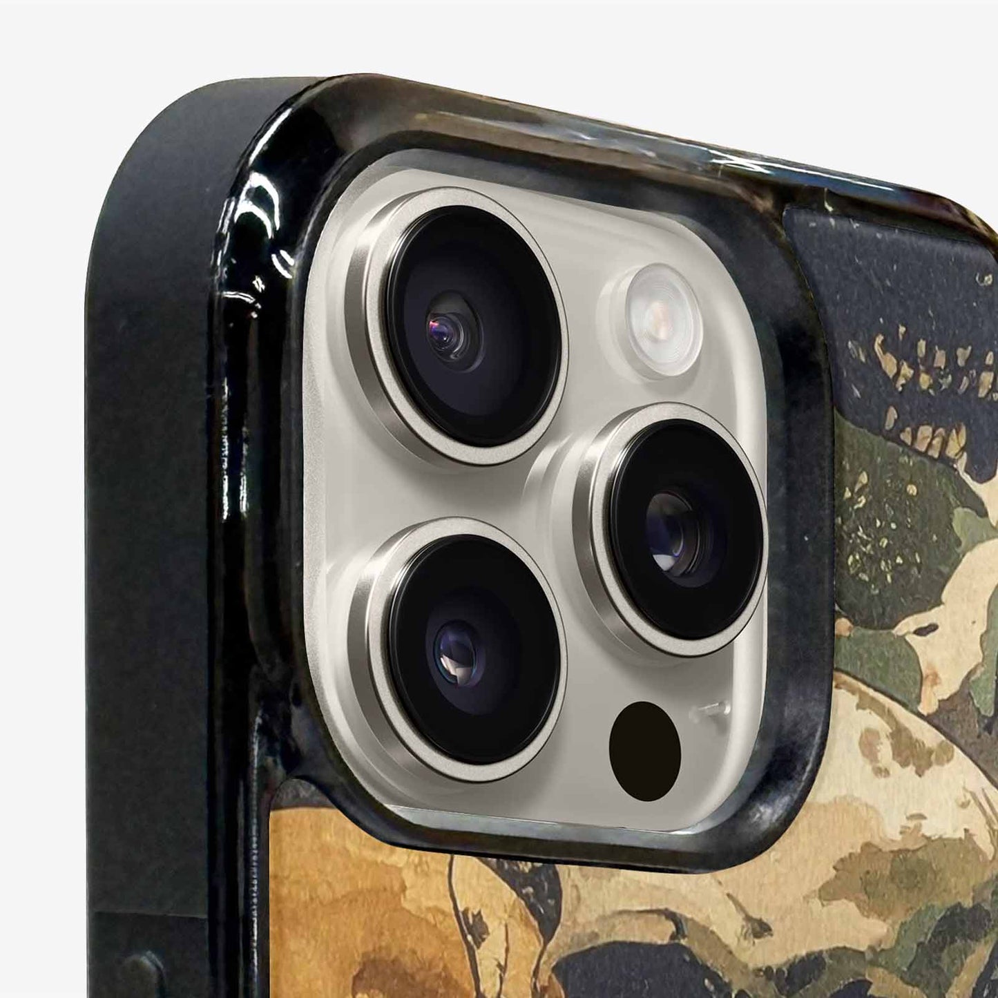 iPhone 16 Pro Max Case — Military Camo Texture Combined With Distressed, Personalized Phone Case