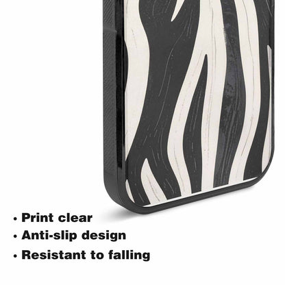 iPhone 15 Case — Modern Zebra Stripe Print Crisp Black, Custom Made Phone Cover
