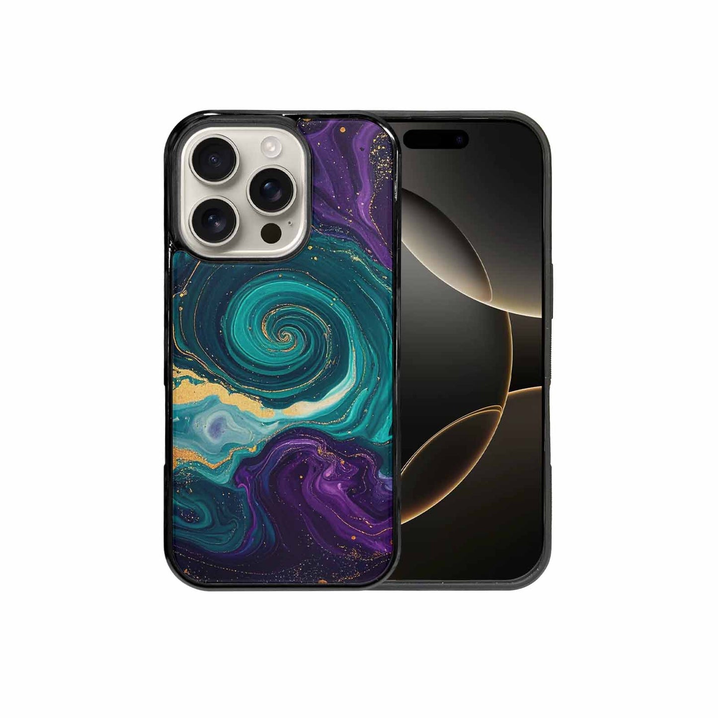 iPhone 16 Pro Case — Marbled Swirl Texture Blended With Galaxy, Personalized Phone Case