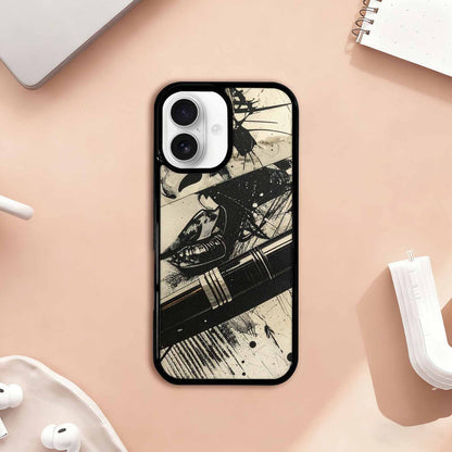 iPhone 17 Case — Black And White Solid Retro Vintage, Custom Printed Phone Case