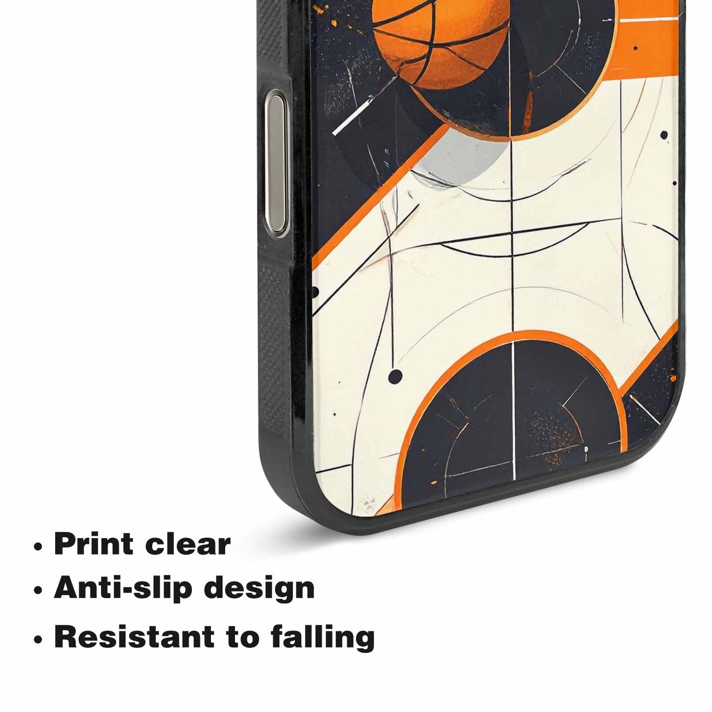 iPhone 16 Pro Max Case — Basketball Pattern Court Lines And Balls, Custom Print Case Cover