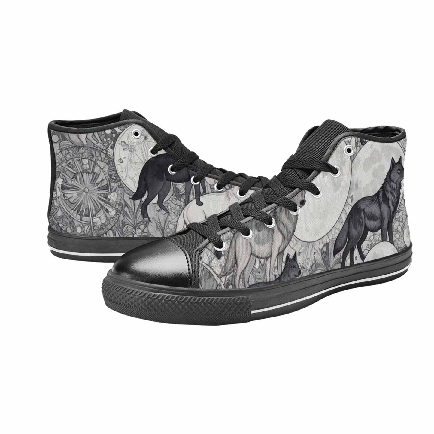 WOMEN'S Wolves Everywhere Collage High Top Canvas Aesthetic Sneakers