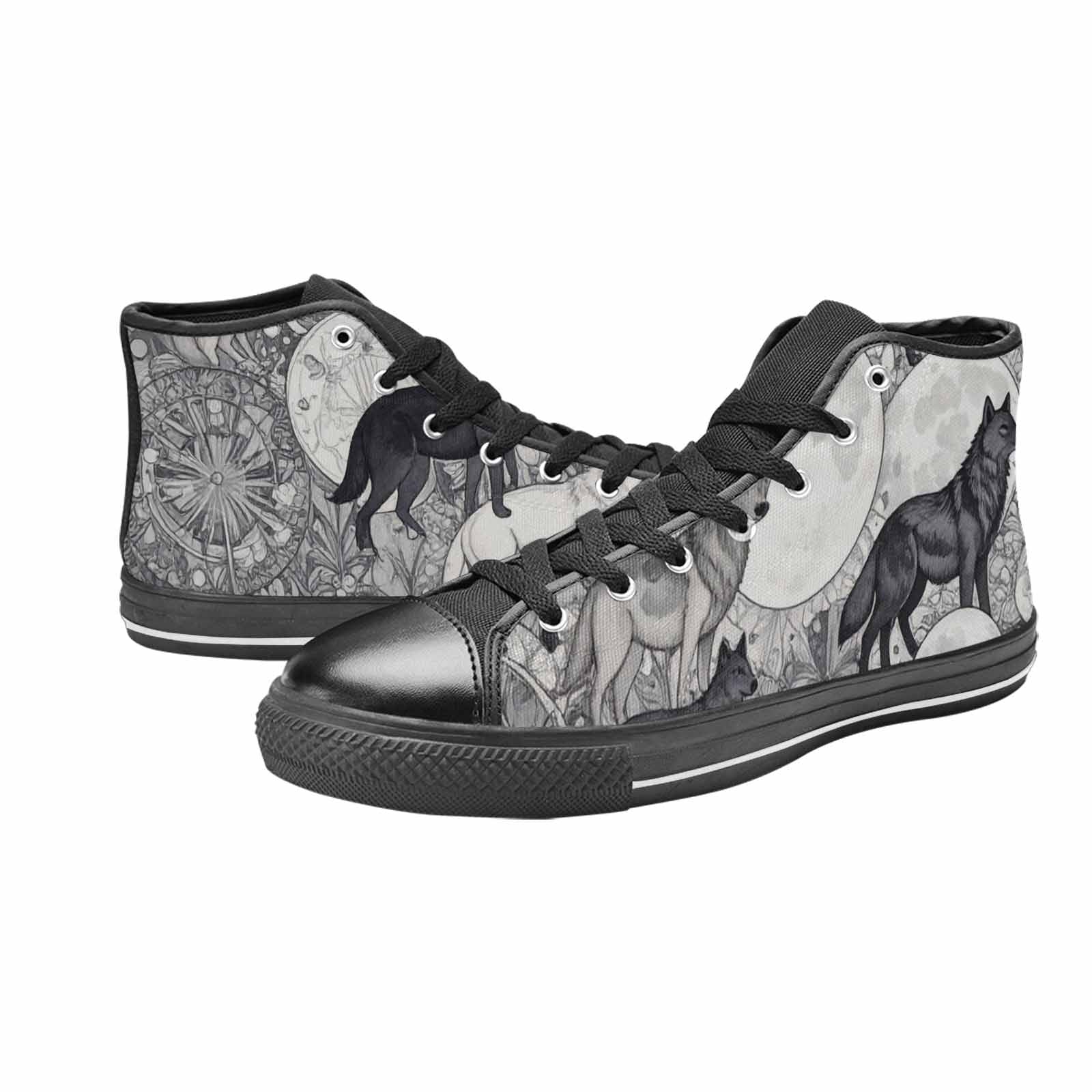 WOMEN'S Wolves Everywhere Collage High Top Canvas Aesthetic Sneakers
