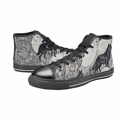 WOMEN'S Wolves Everywhere Collage High Top Canvas Aesthetic Sneakers