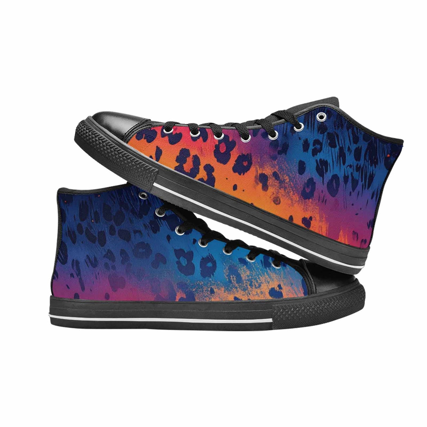 WOMEN'S Leopard Print Gradient High Top Canvas Grunge Custom Shoes