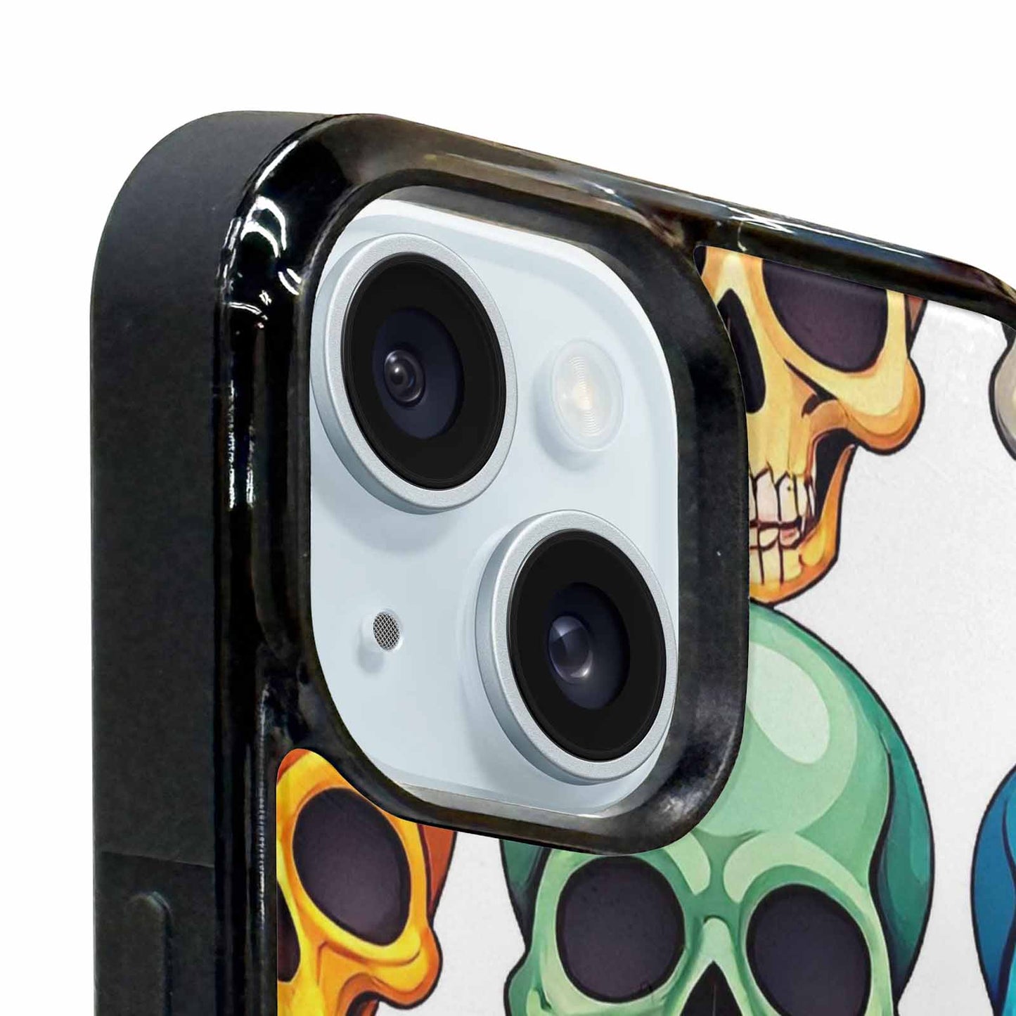 iPhone 15 Plus Case — Vibrant Skull Seamless, Custom Designed Case Cover