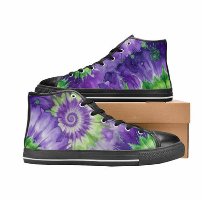 WOMEN'S Tie Dye - High Top Canvas Neon Fantasy Custom Sneakers