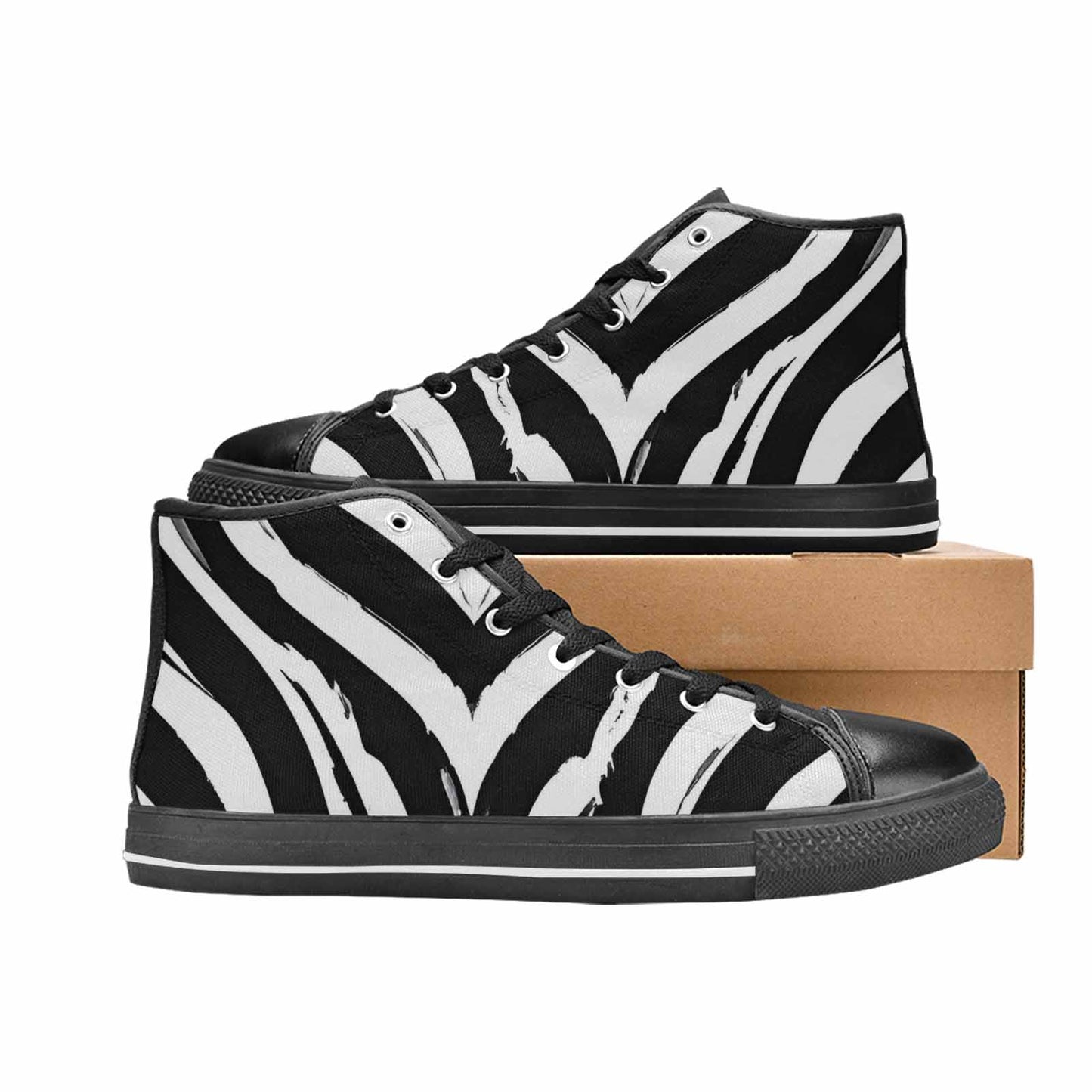WOMEN'S Classic Zebra Print High Top Canvas Vivid Custom Sneakers