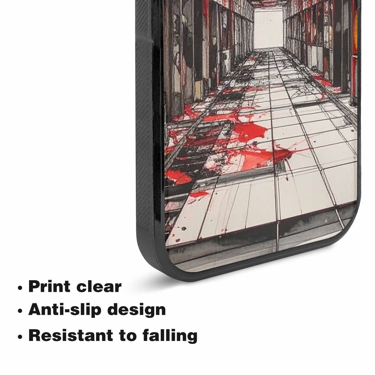 iPhone 15 Plus Case — Liminal Space Fragment Black Red Ink, Customized Protective Case