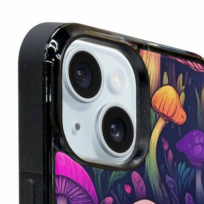 iPhone 15 Plus Case — Mushroom Psychedelic Art Seamless Pattern Vibrant, Custom Printed Phone Case