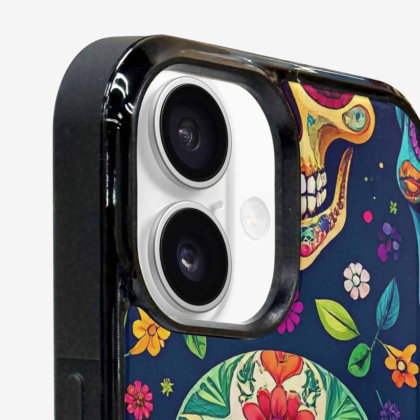 iPhone 16 Case — Rainbow Sugar Skull Weave, Custom Phone Case
