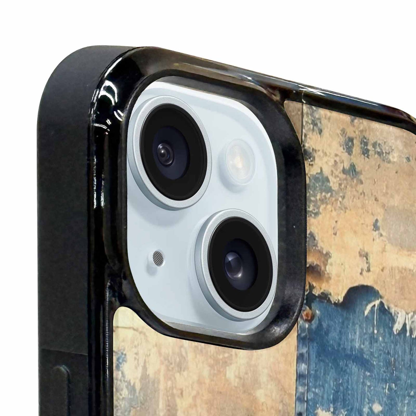 iPhone 15 Plus Case — Denim Distressed Textures Print Edge To, Custom Phone Case