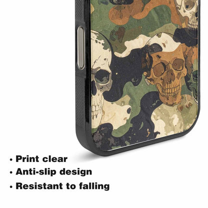 iPhone 15 Pro Max Case — Military Camo Texture Combined With Distressed, Custom Print Case Cover
