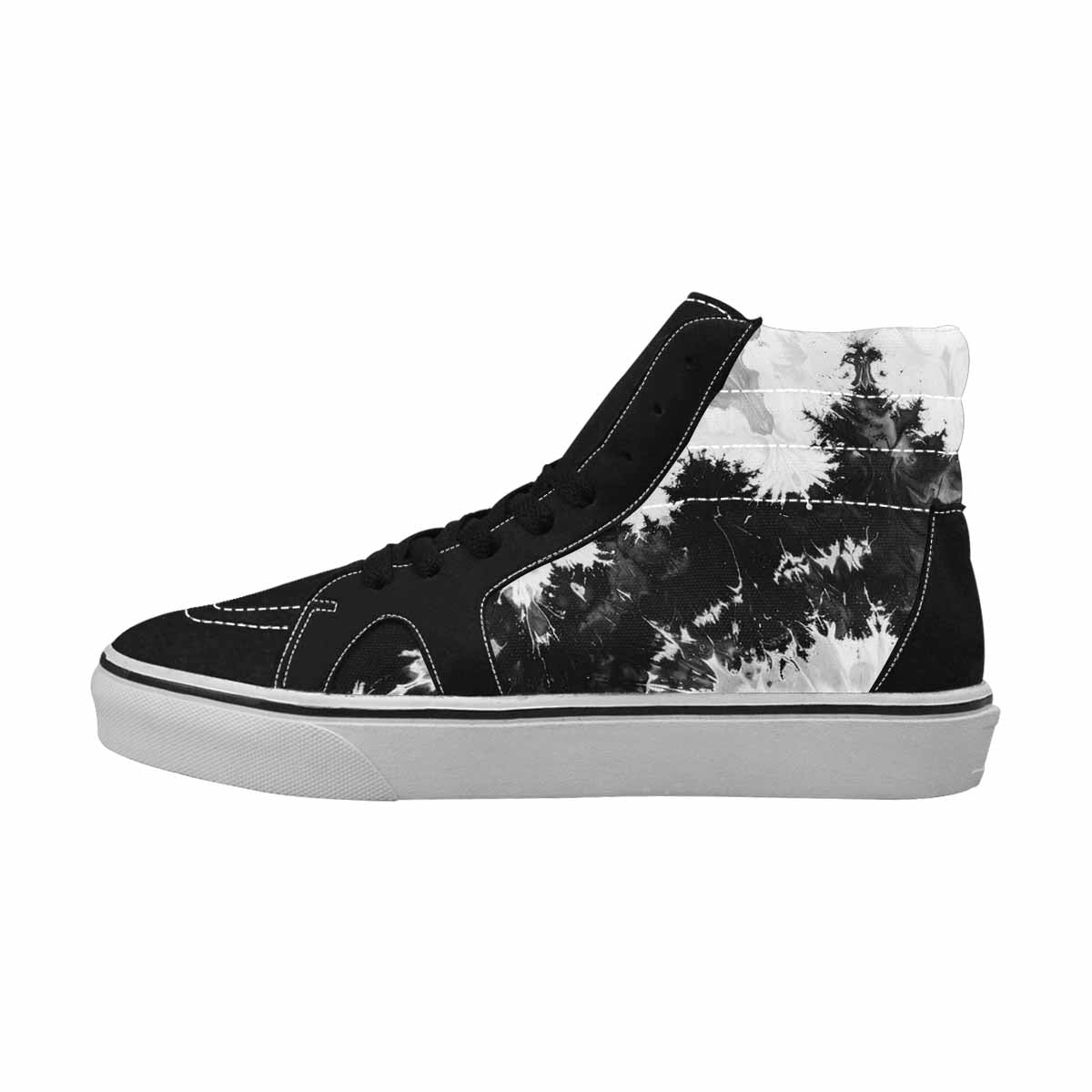 WOMEN'S Tie Dye Acid Wash Black White High Top Canvas Y2K Custom Sneakers