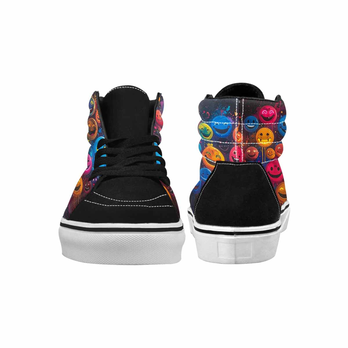MEN'S Smiley Faces × Glow High Top Canvas Melting Art Custom Sneakers
