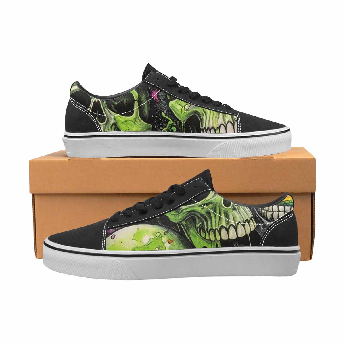 WOMEN'S Rainbow From Skull S Lace-Up Canvas Surreal Shoes
