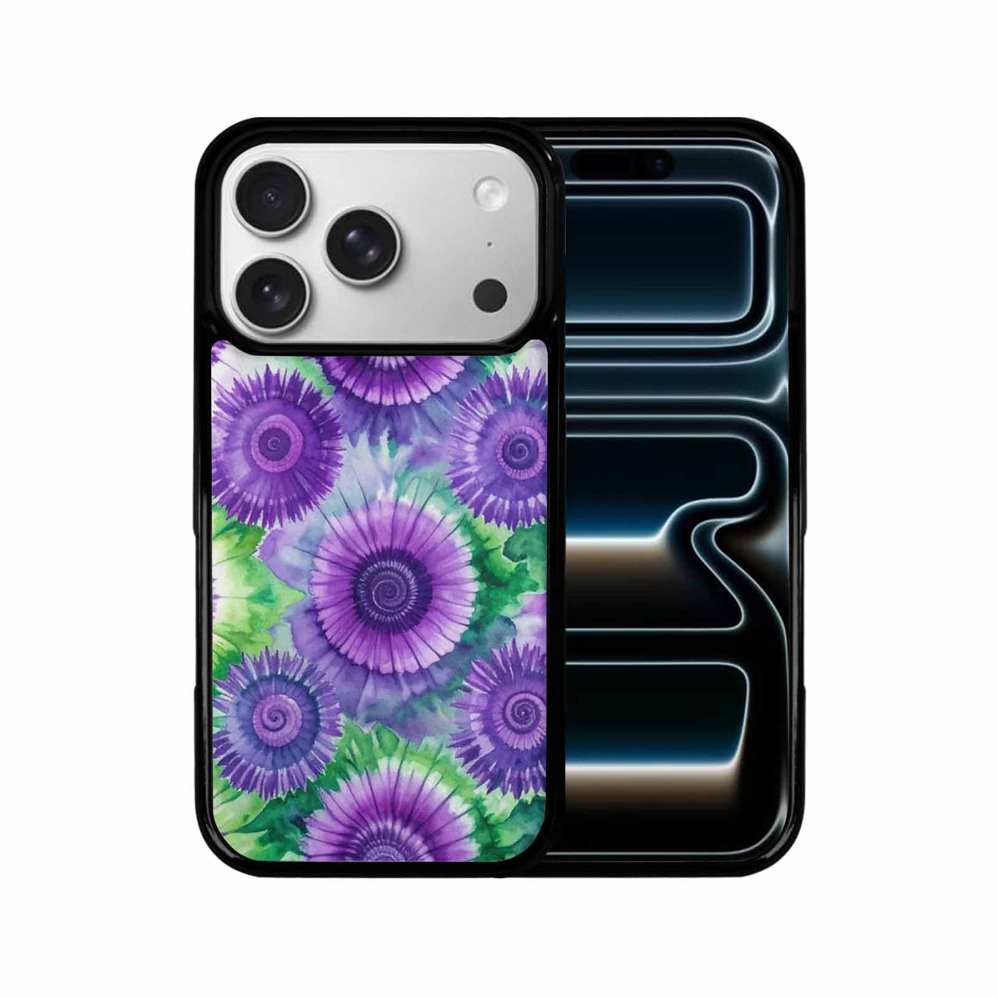 iPhone 17 Pro Case — Tie Dye Purple Green Blended Tie, Original Design Phone Case