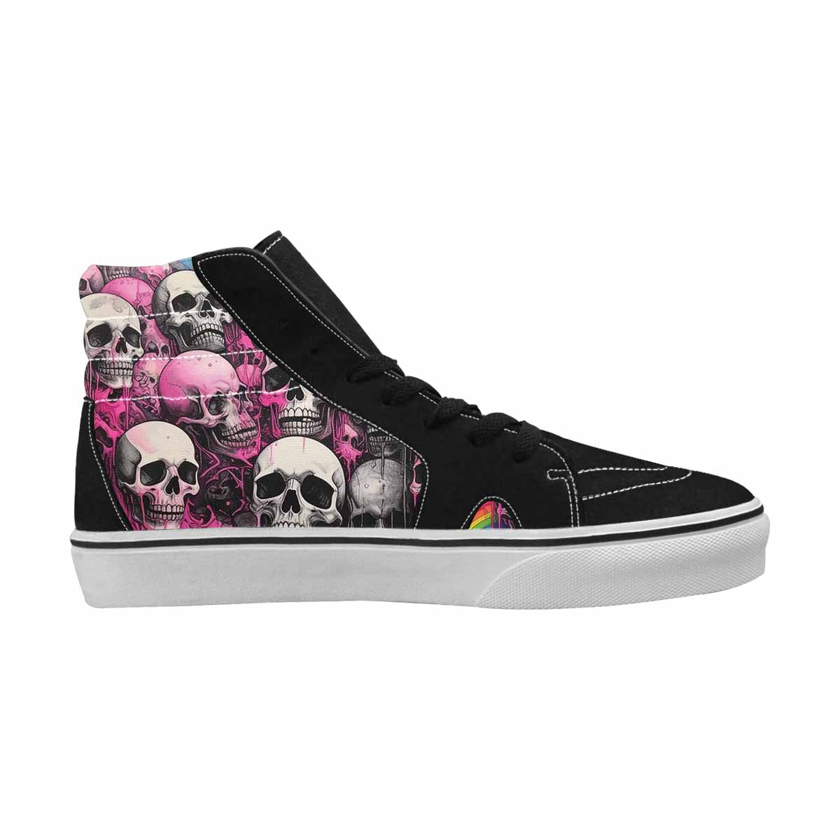 MEN'S Rainbow From Skull S High Top Canvas Vibrant Chaos Custom Sneakers