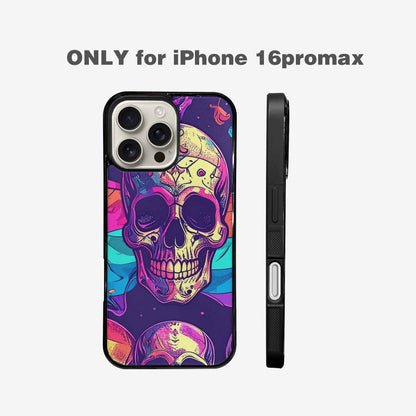 iPhone 16 Pro Max Case — Pride Flag Skulls Seamless Pattern Vibrant, Personalized Phone Case