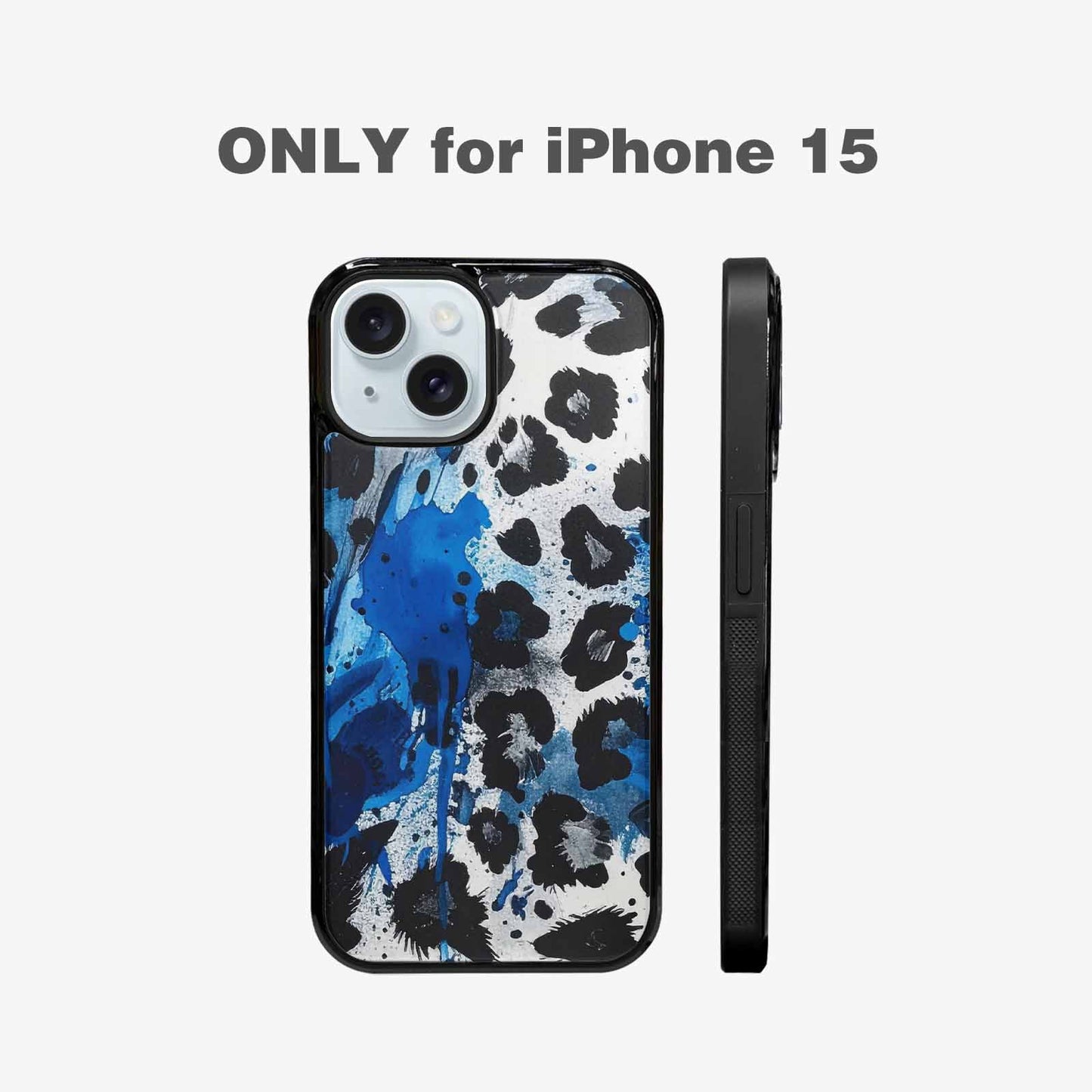 iPhone 15 Case — Animal Print Black Blue Ink Animal, Customized Protective Case