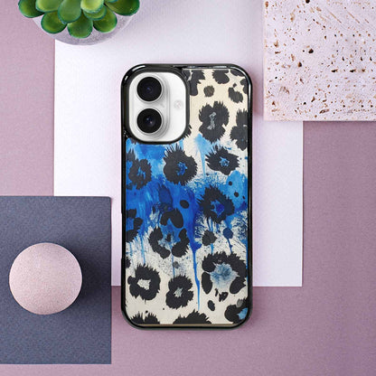 iPhone 16 Case — Animal Print Black Blue Ink Animal, Personalized Phone Case