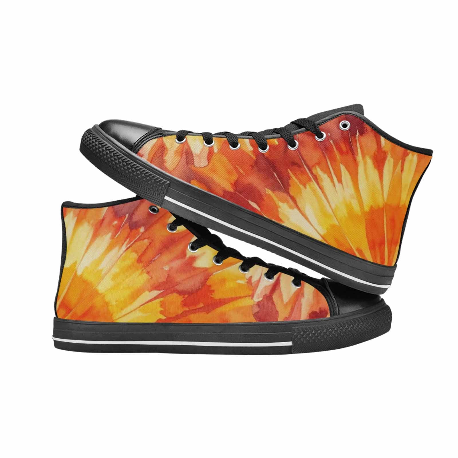 MEN'S Tie Dye Sunburst Rays High Top Canvas Dark Academia Custom Shoes