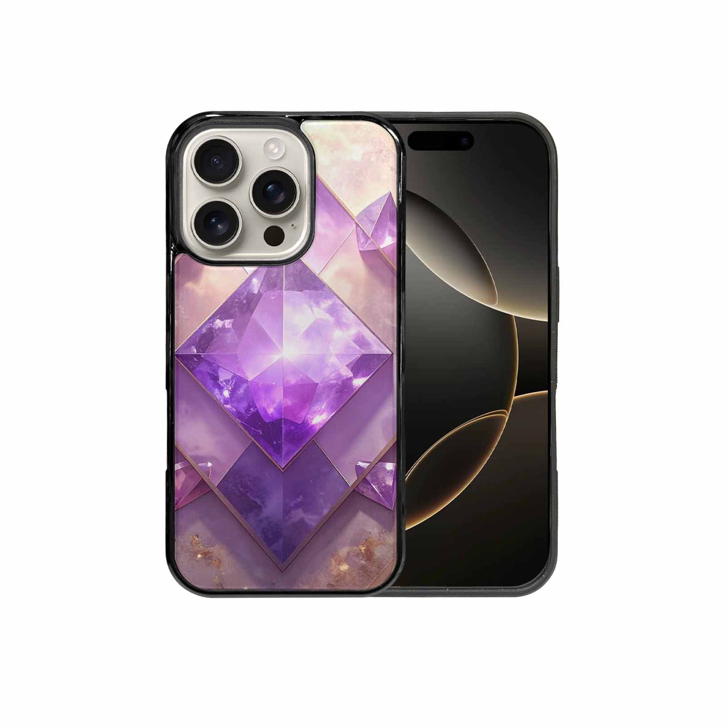 iPhone 16 Pro Case — Amethyst Crystal Art Pattern Personalized Phone, Unique Phone Case Design