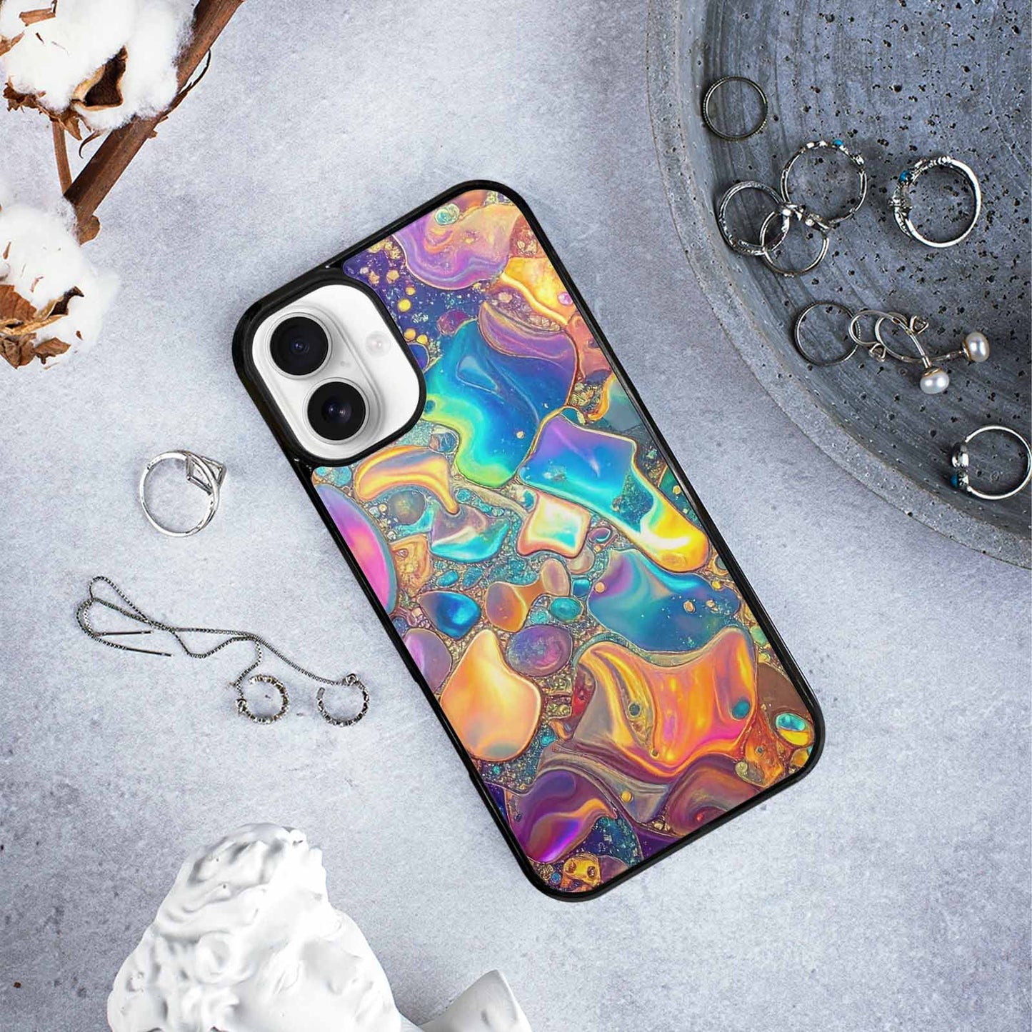 iPhone 16 Plus Case — Holographic Iridescent Shimmer Pattern Hundreds Of, Custom Art Phone Cover