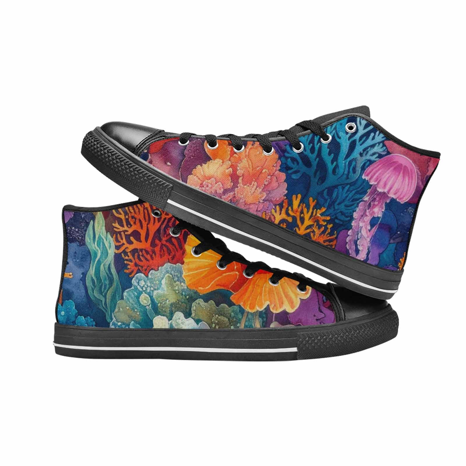 WOMEN'S Fish Scale Coral High Top Canvas Grunge Shoes