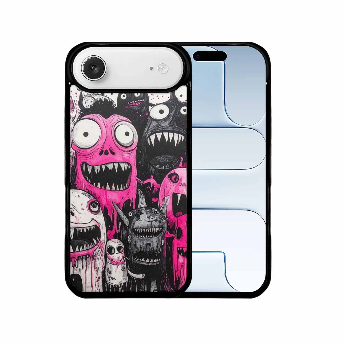 iPhone 17 Air Case — Black Pink Ink Monsters General Cartoon, Custom Printed Phone Case