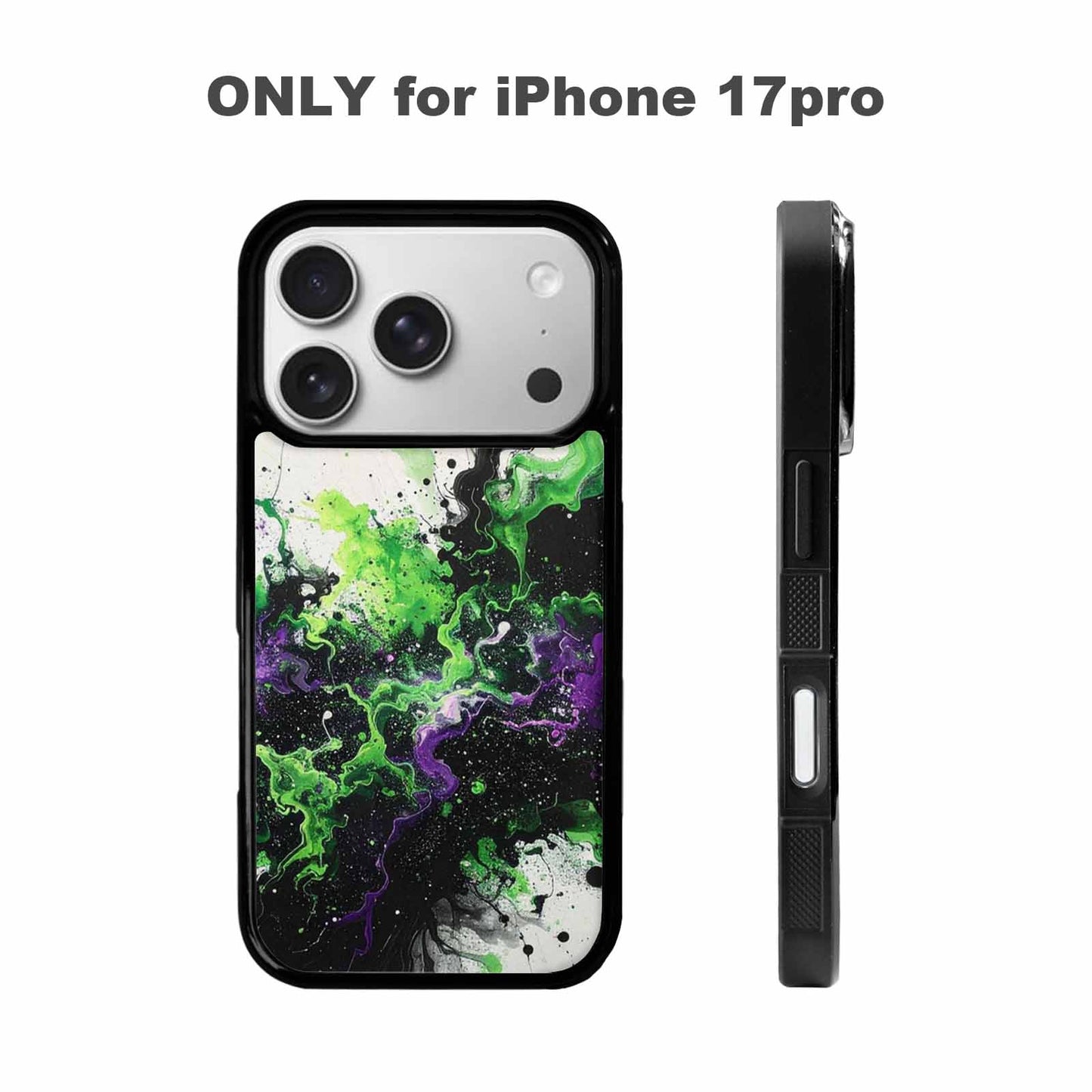 iPhone 17 Pro Case — Black Green Ink Galaxy Nebula Galaxy, Personalized Phone Case