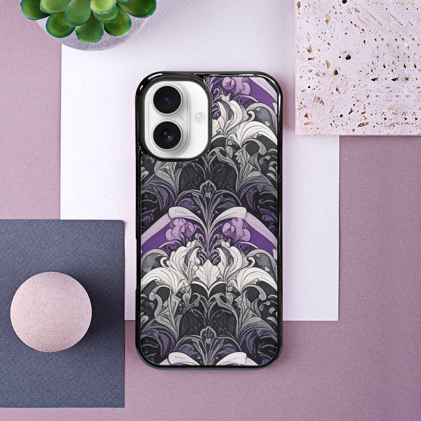 iPhone 16 Case — Asexual Flag Color Theme Small Rainbow, Unique Phone Case Design