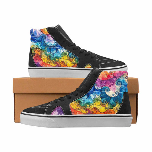 WOMEN'S Tie Dye Black & Blue Ink High Top Canvas One Of A Kind Dreamcore Custom Print Sneakers