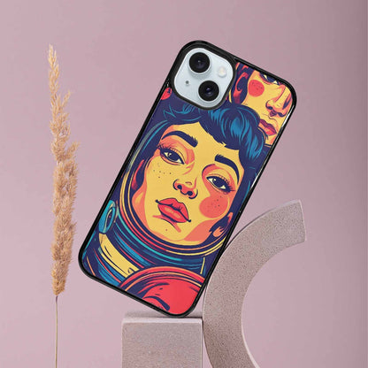 iPhone 15 Plus Case — Retro Astronaut Cartoon Art Pattern Groovy, Custom Phone Case