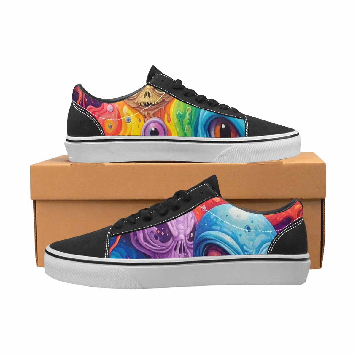 WOMEN'S Aliens  Tie Dye Lace-Up Canvas Kaleidoscope Custom Sneakers