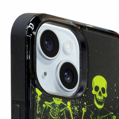 iPhone 15 Plus Case — Skeletons Neon Green Glow Skeletons Pattern, Personalized Phone Case