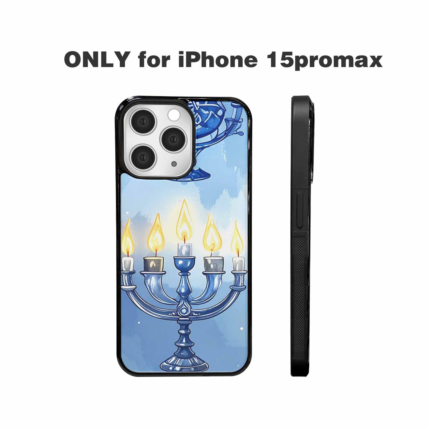 iPhone 15 Pro Max Case — Hanukkah Menorah Pattern Seamless Repeat Jewish, Custom Print Case Cover