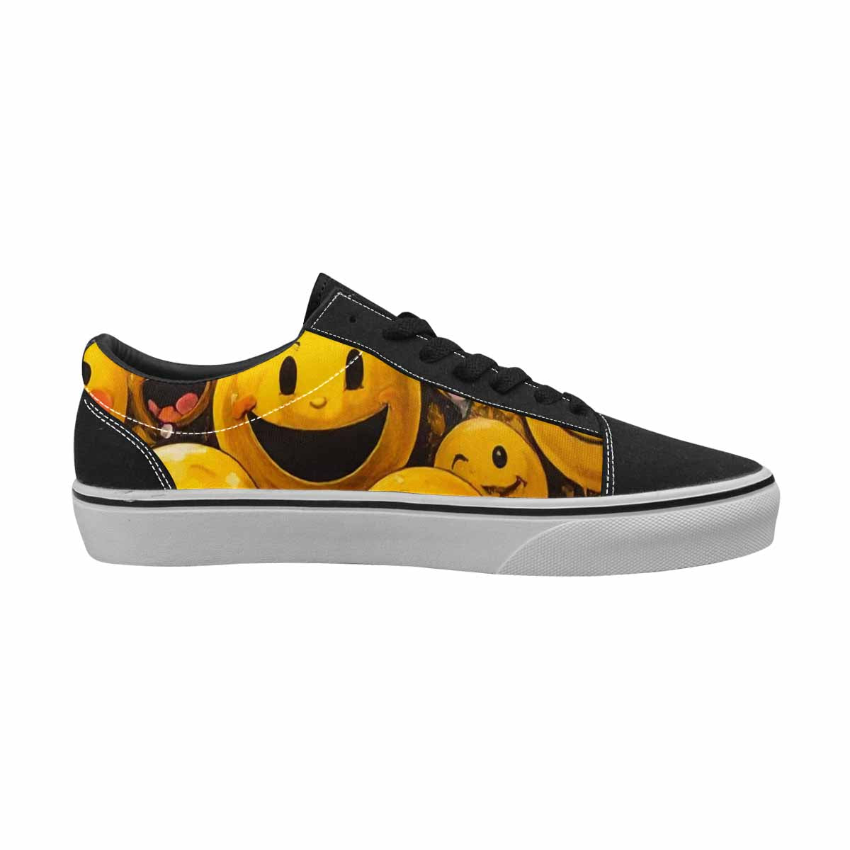 WOMEN'S Melting Moon Smiley — Lace-Up Canvas Vivid Sneakers