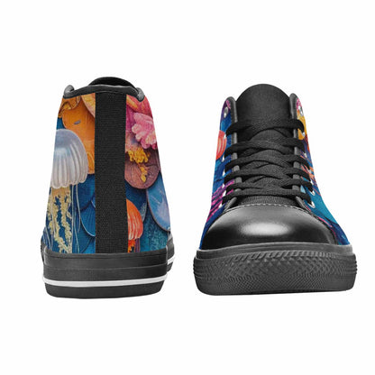 MEN'S Fish Scale Coral High Top Canvas Dark Academia Custom Sneakers