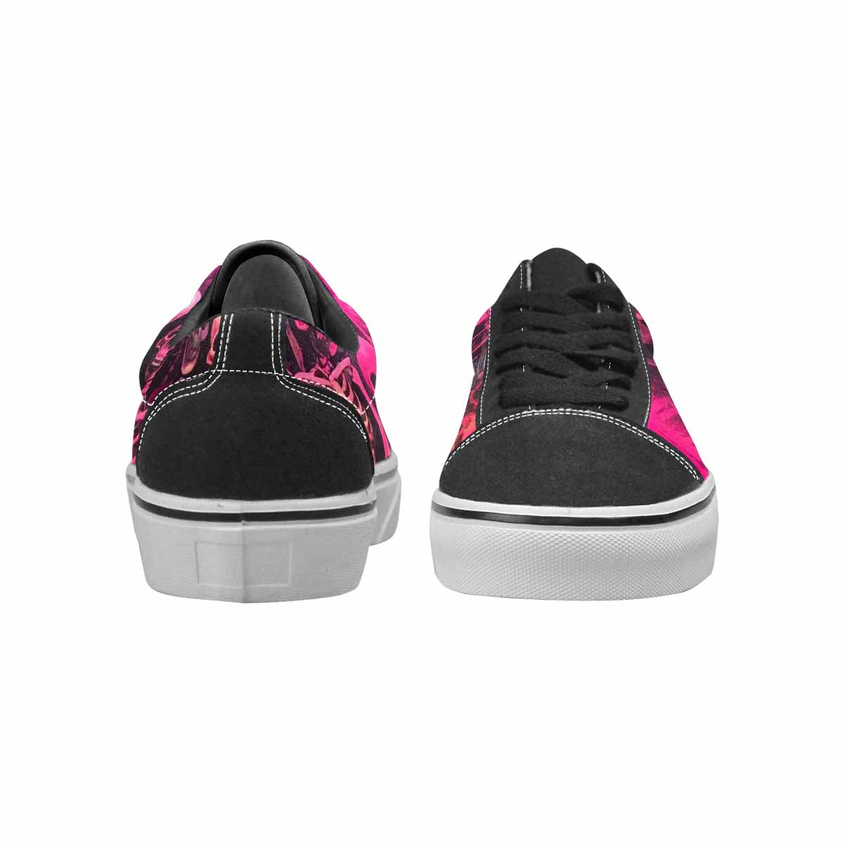 WOMEN'S Skeletons  Neon Pink Lace-Up Canvas Surreal Custom Shoes