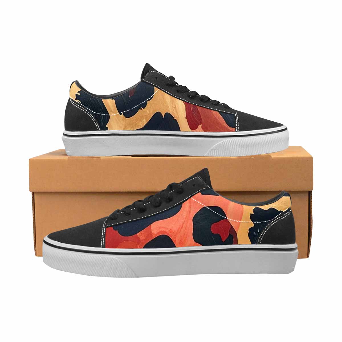 WOMEN'S Leopard Wallpaper Print Canvas Lace-Up Neon Fantasy Custom Shoes
